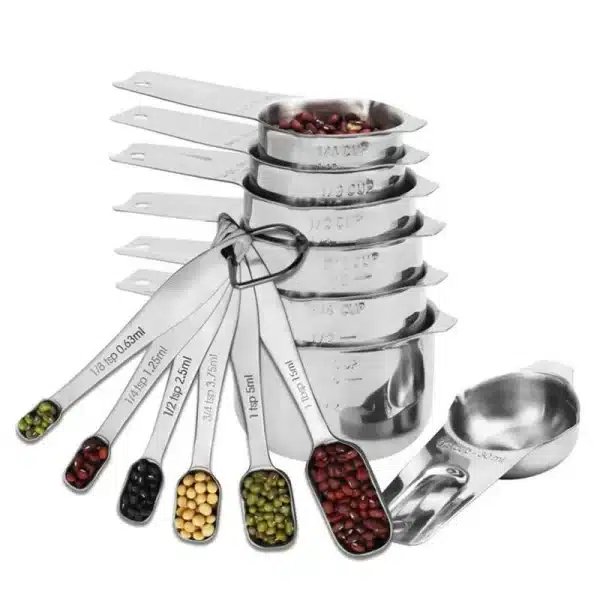 Kitchen Gadgets Stackable 14PCS Set + 1 Magnetic Conversion Chart Stainless Steel Adjustable Measuring Spoons And Cups - Image 4