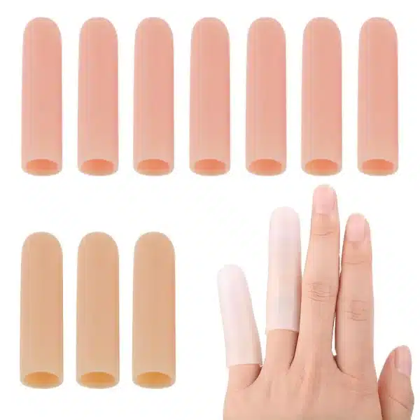 2PCS Finger Cots Silicone Toe Sleeves Thumb Protector Fingertips Protective Cushion Moisture Wicking Cracked Callus Pain Relief