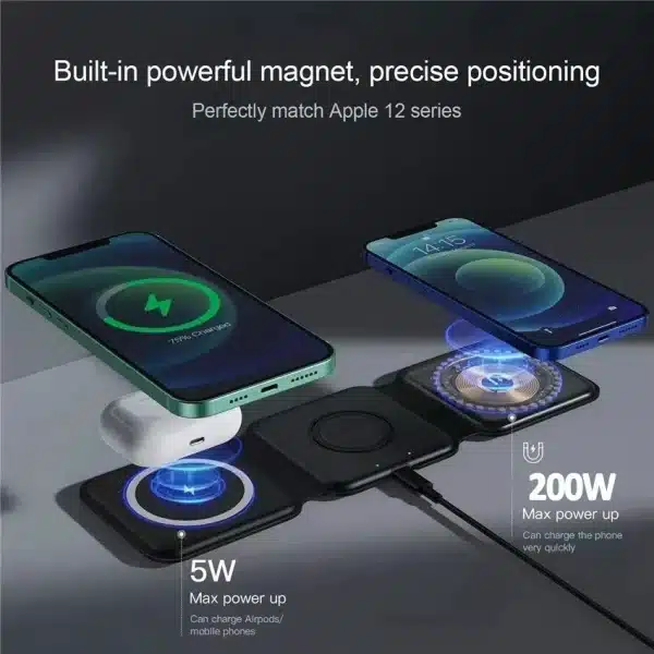 30W 3 in 1 Magnetic Wireless Charger Pad Stand for iPhone 14 13 15 Pro Max 8 Airpods iWatch Fast Wireless Charging Dock Station - Image 2