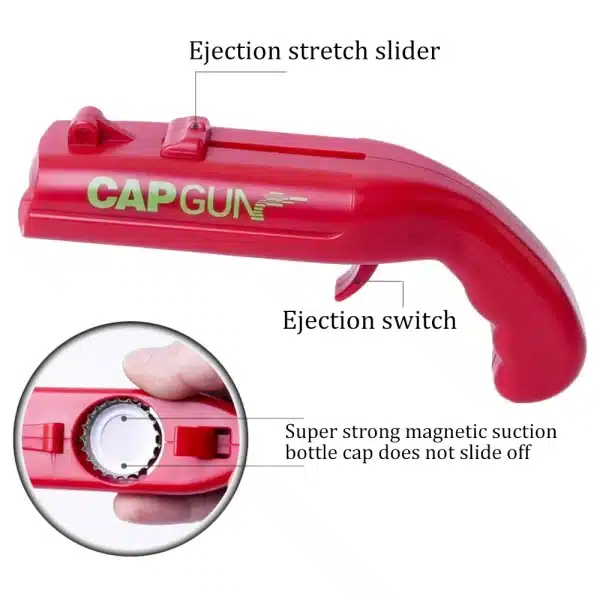 Creative Can Opener Spring Cap Catapult Launcher Gun Shape Bar Tool Drink Opening Shooter Beer Bottle Opener Kitchen Gadget Set - Image 5