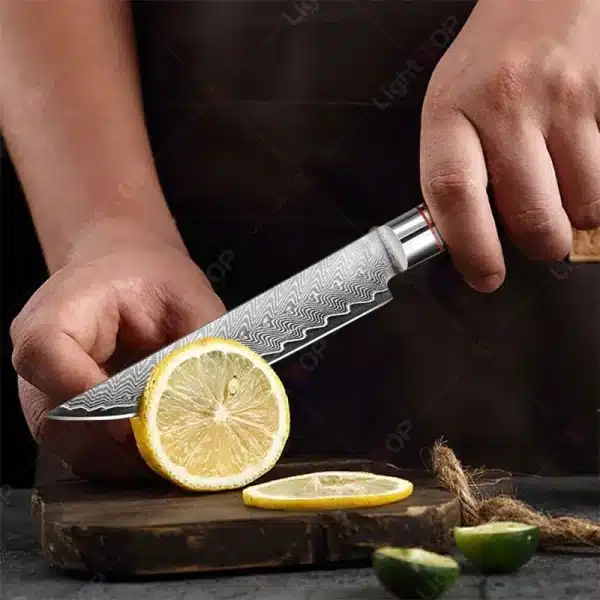 Kitchen Chef's Knife Damascus Steel Knife Meat Cleaver Universal Kitchen Knives Fruit Slicing and Peeling Knife Kitchen Utensils - Image 4