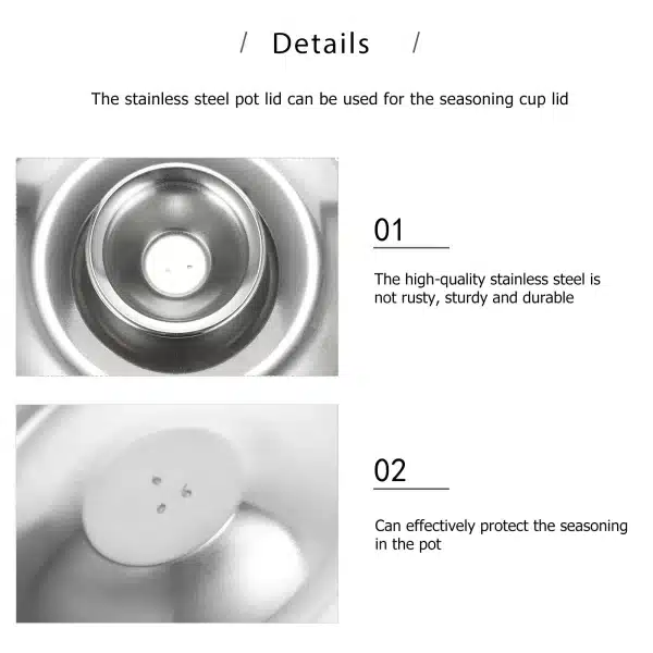 Stainless Steel Cylinder Head Cup Cover Griddle Pot Lid Seasonings Kitchen Gadget Cooking Utensils Tool - Image 6