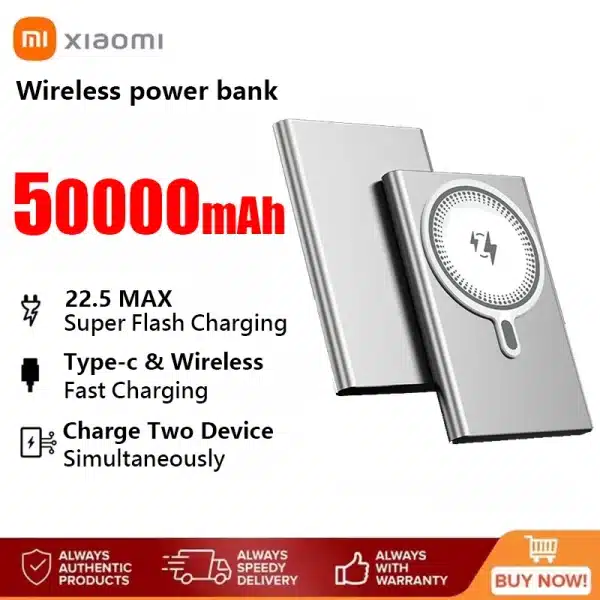 Xiaomi Magnetic Wireless 50000mAh Power Bank Fast Charger For Magsafe Portable Auxiliary Battery Pack For Iphone Huawei Samsung
