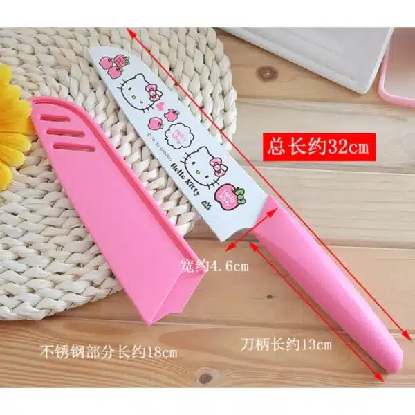 Cute Cartoon Sanrio Knife Hello Kitty Print Stainless Steel Fruit Knife Plastic Handle Mini Kitchen Portable Knife Set Household - Image 3