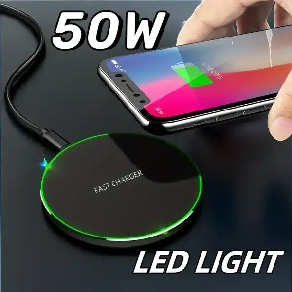 50W Fast Wireless Charger Pad for iPhone 14 13 12 11 Pro Max Samsung Galaxy S22 S21 S20 S10 S9 Xiaomi Wireless Charging Station