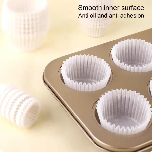 1 Set Muffin Cup Waterproof Oilproof Non-stick Egg Tarts Tray White Mini Cupcake Paper Liner Dessert Baking Tool Kitchen Gadget - Image 4