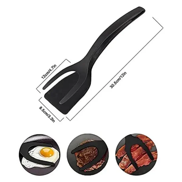 2 In 1 Silicone Grip Flip Tongs Egg Spatula Steak Shovel Clip Clamp Pancake Fried Cooking Tools Egg Turner Clip Kitchen Gadgets - Image 6