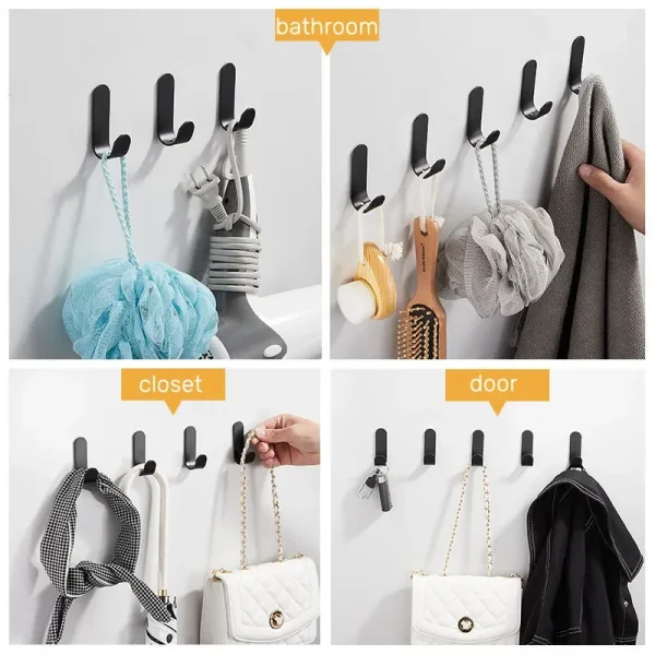 6Pc/set Wall-mounted Hook Space-saving Clothes Bag Hanger Hooks Self-adhesive Wall Hanging Holder Racks Bathroom Kitchen Gadgets