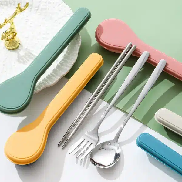 410 Stainless Steel Cutlery Set with Storage Case Korean Style Portable Tableware Set Home School Kitchen Dinnerware Services - Image 5