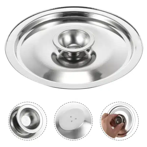 Stainless Steel Cylinder Head Pot Lid Cup Cover Seasoning Kitchen Gadget Sturdy Frying Pan with - Image 3