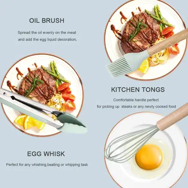 12 Pcs Spatula Set with Holder Silicone Kitchen Utensils Set with Stainless Steel Handle Kitchen Gadgets - Image 5