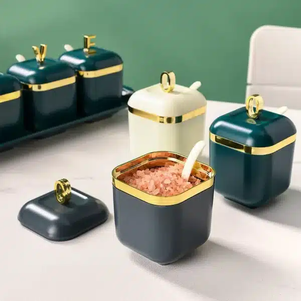 Seasoning Box Set Salt Pepper Spice Rack Jar Sugar Bowl for Kitchen Gadget Device Sets Spice Box With Lid Organizer Tool - Image 3