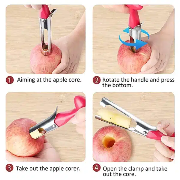 Premium Apple Corer Stainless Steel Apple Pears Core Remover Tool Fruit Cutter Seeder Slicer Knife Kitchen Vegetable Tools - Image 3