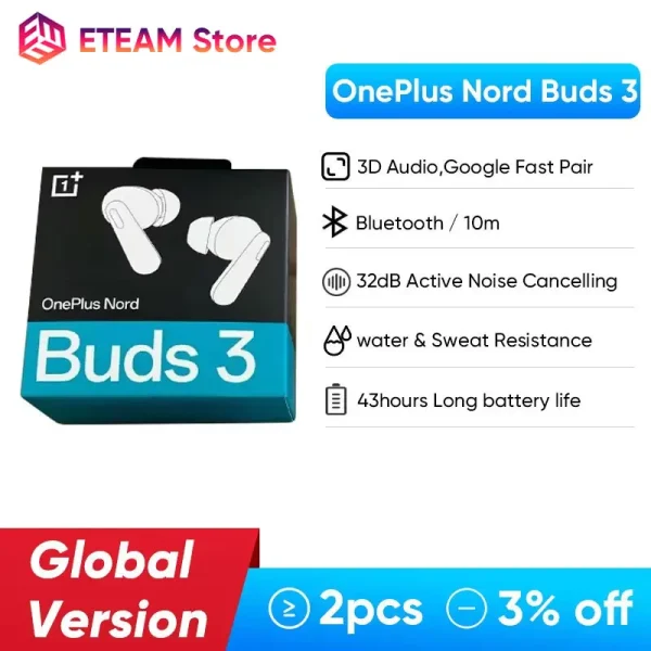 2024 OnePlus Nord Buds 3 Bluetooth Earphone TWS Bluetooth 32dB Active Noise Canceling Wireless Headphone For Oneplus 12 12R