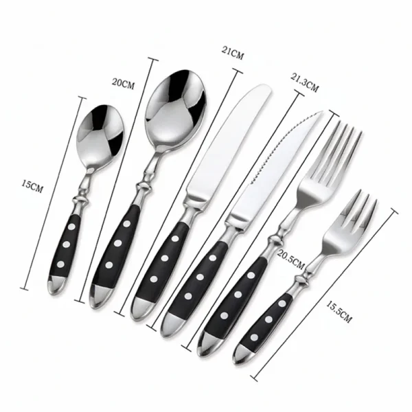 Western Stainless Steel Cutlery Set Creative Retro Steak Knife Dining Fork Spoon Dinnerware Set Rivets Handle Kitchen Tableware - Image 6