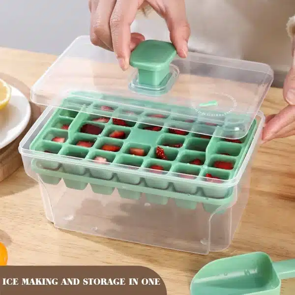 Ice Cube Set With 34 Hole Ice Tray Making Mold Press Ice Tray Refrigerator Ice Cube Ice Box Kitchen Gadgets For Beverage Product - Image 5