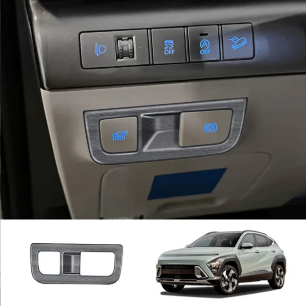 Car Headlight Switch Frame Trim Cover For Hyundai KONA 2024+ Car Interior Replacement Parts Wood Grain