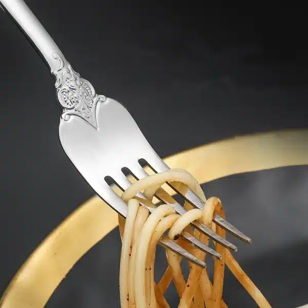 Kitchen Silver Gold Tableware Set Stainless Steel Royal Dessert Serving Spoon Forks Steak Knives Cutlery Western Dinnerware Gift - Image 5
