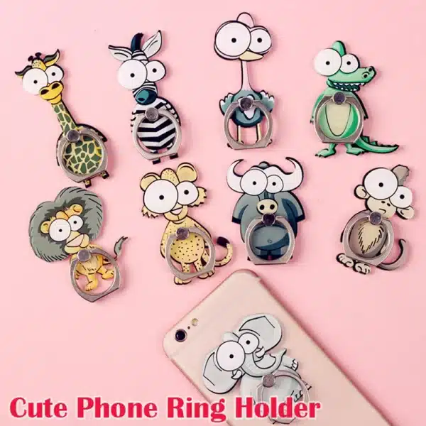 360 Degree Rotation Finger Grip Stand Holder Self Adhesive Cute Finger Ring Stand Grip Animal Bracket for iPhone Magnetic Mount