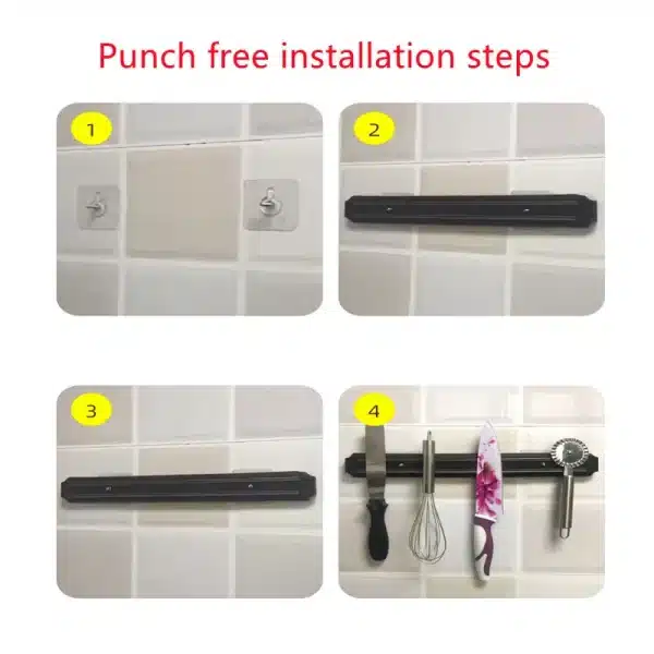 Magnetic Knife Holder Wall-mounted Kitchen Magnet Magnet Convenient and Practical Knife Holder Punch Free - Image 5