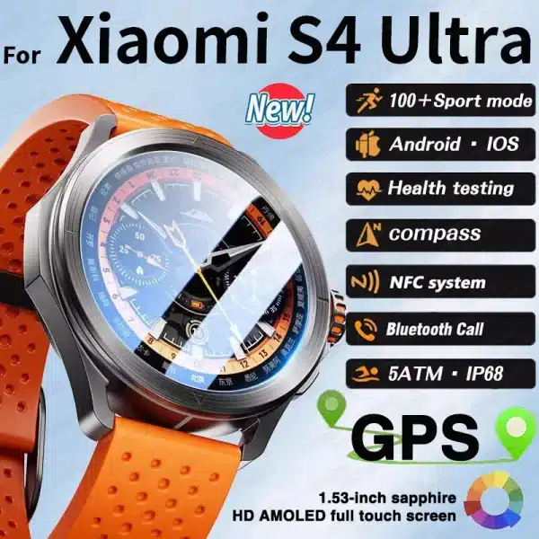 S4 Ultra For XIAOMI GPS Sport Smart Watch Men Bracelet AMOLED HD Screen Bluetooth Call NFC Heart Rate 5ATM Waterproof SmartWatch