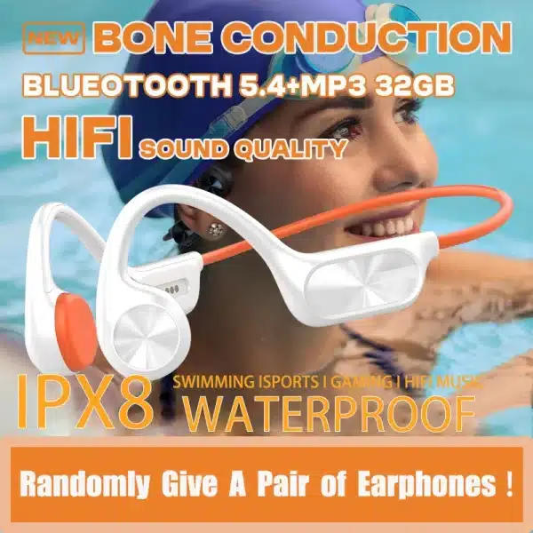 Bone Conduction Earphones IPX8 Waterproof Swimming Headset Bluetooth 5.4 Sports Headphones 32GB MP3 Player with mic For xiaomi