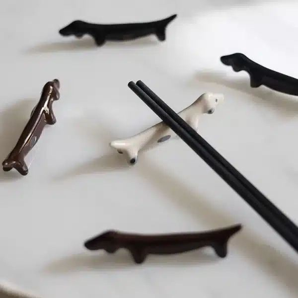 4pcs Folks Holder Set Ceramic Dog Design Kitchen Gadget Alloy Material Chopsticks Holder Tableware Rest Dinner Decoration - Image 3