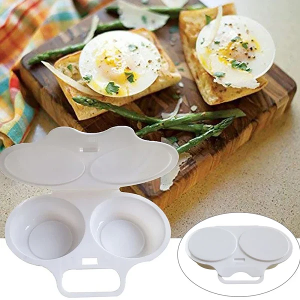 1pc Kitchen Microwave Oven Round Shape PP Egg Steamer Cooking Mold Egg Poacher Fried Egg Tool Kitchen Gadgets 16*11.5*3CM