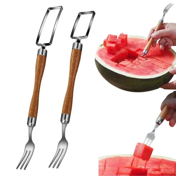 Safe Watermelon Slicer Stainless Steel Watermelon Slicer Fork Set for Kitchen Gadget Dual Head Cutter Tool for Picnics Camping - Image 6