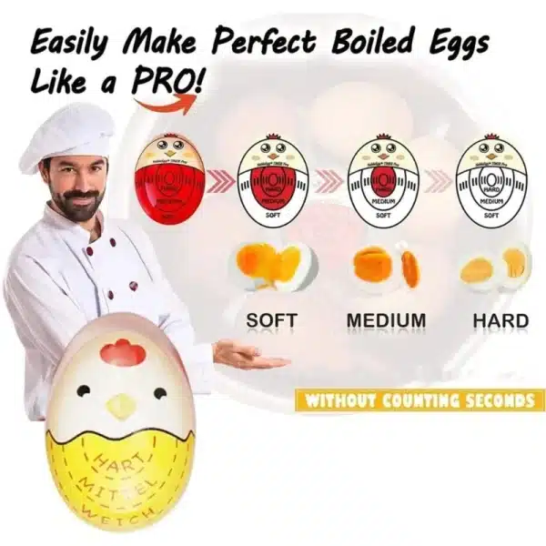 Cute Boiled Egg Timer Plastic Boil Eggs Thermometer Eggs Color Changing Cooking Temperature Observer Kitchen Gadget - Image 2