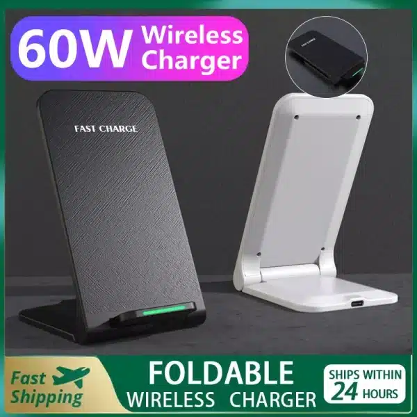 60W Wireless Charger For iPhone 14 13 12 Pro Max 11 Phone Stand Fast Charging Charger for Samsung Note 20/10 S21 Ultra Foldable