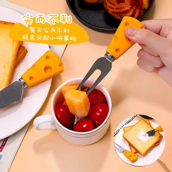 Creative Lovely Spoon Fork Shovel Cheese Tools Cartoon Stainless Steel Tableware Dessert Fruit Cake Cheese Fork Kitchen Gadgets - Image 2