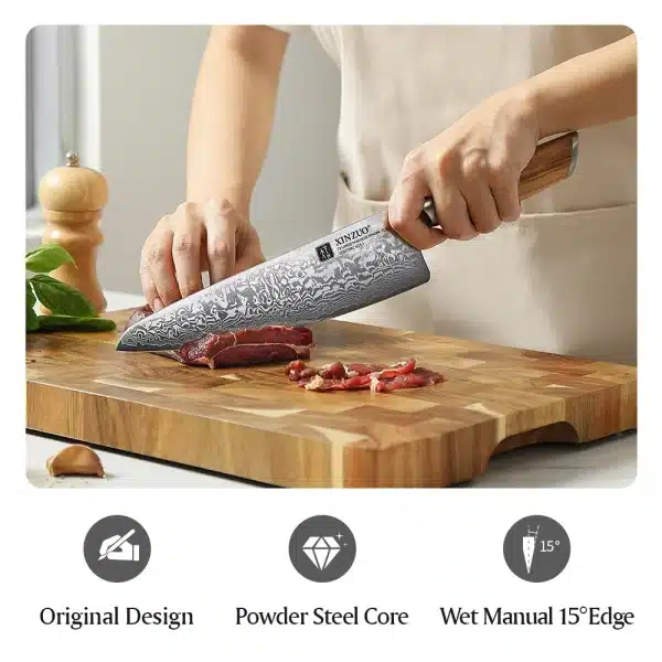 XINZUO 8.5" Chef Knife 73 Layers Damascus Steel Kitchen Knives Kitchen Knife Damascus Household Sharp High-end Cooking Tools - Image 4