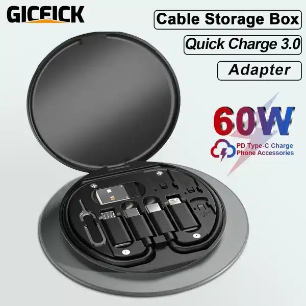 USB Type C Data Cable Set PD 60W Multifunctional Fast Charging For IPhone Xiaomi Charger Storage Box Adapter Card Pin Travel Box - Image 2