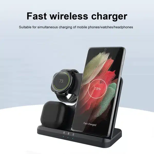 3 in 1 Wireless Charger Stand For Samsung Z Fold/Flip 6 S24 S23 S22 Ultra Galaxy Watch 7 6 5 Buds2 Fast Charging Dock Station