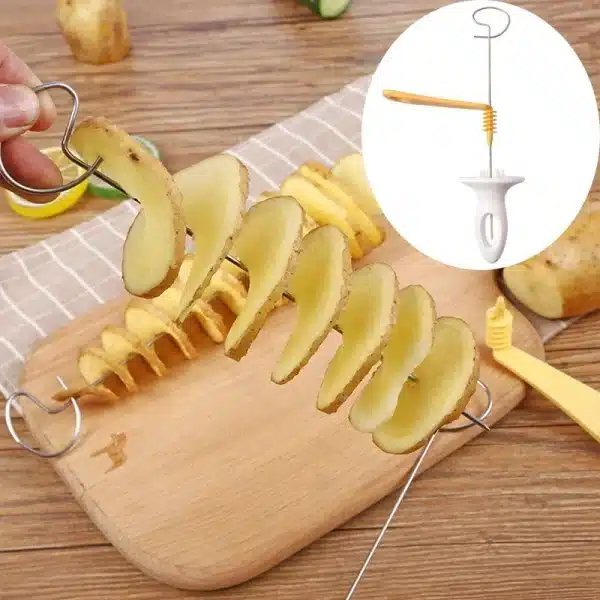 1Set Stainless Steel Plastic Rotate Potato Slicer Twisted Potato Spiral Slice Cutter Creative Vegetable Tool Kitchen Gadgets - Image 2