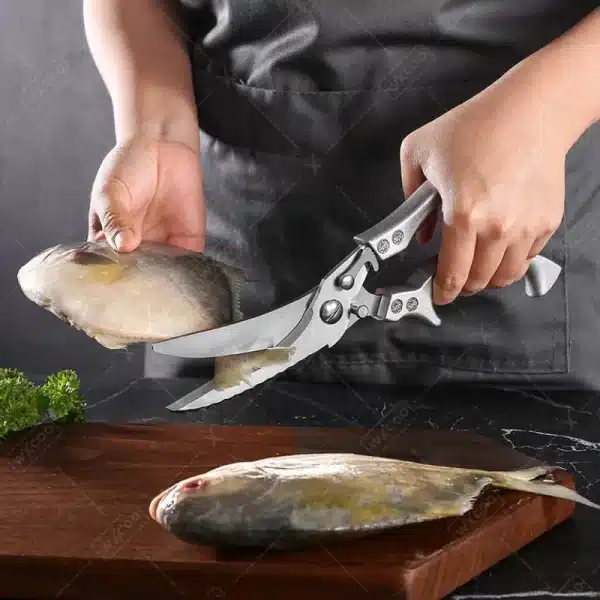 Professional Japanese Kitchen Chef's Knife Coloured Wooden Handle Stainless Steel Meat Cleaver Kitchen BBQ Scissors Fruit Paring - Image 2