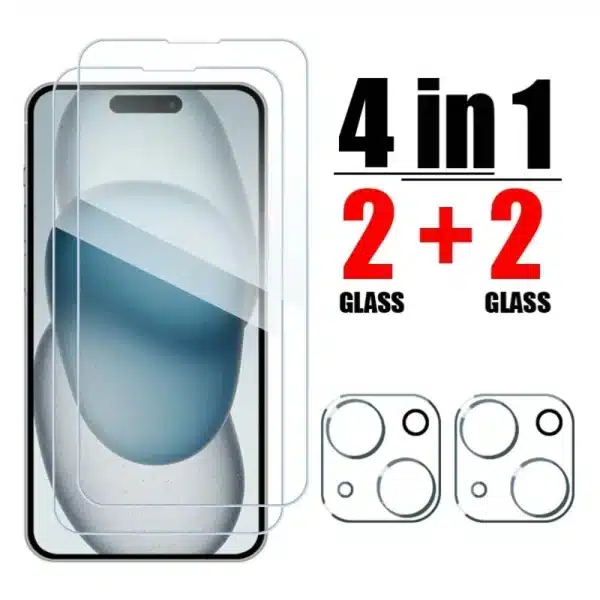 4IN1 Tempered Glass For iPhone 16 15 14 13 12 11 Pro Max Camera Screen Protector For iPhone 15 14 16 Plus 13 12 Lens glass