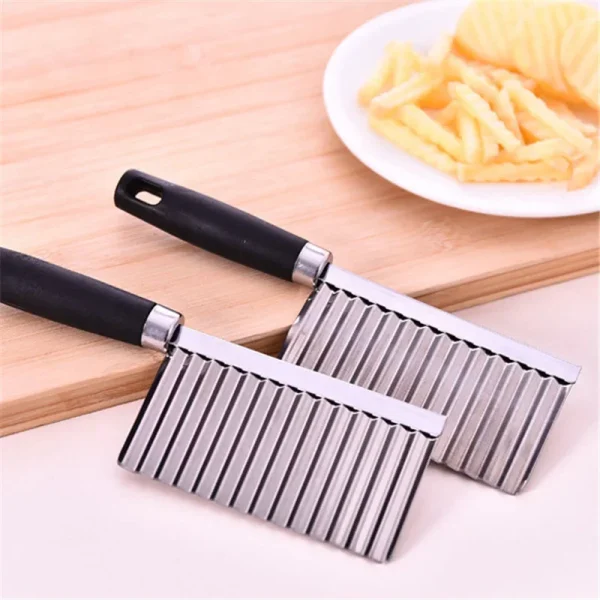 Stainless Steel Potato Chip Wavy Cutter Dough Vegetable Fruit Crinkle Wavy Knife Chopper Cutter French Fry Maker Kitchen Gadgets - Image 5