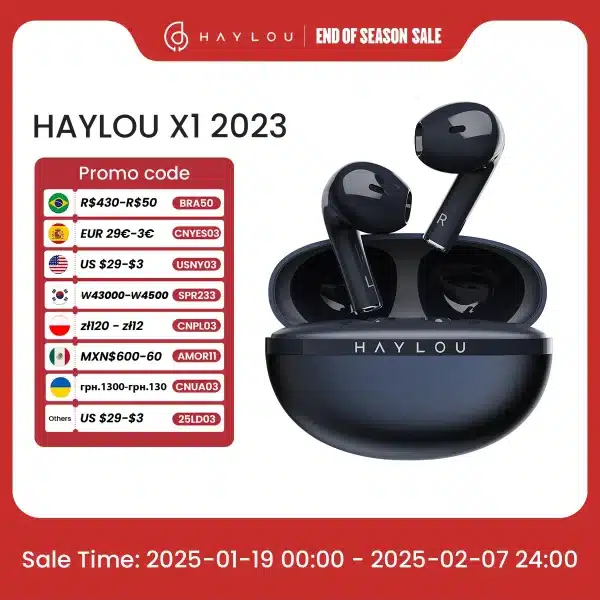 HAYLOU X1 2023 True Wireless Earphone Metallic Case Bluetooth 5.4 Headphones 24-Hour Battery Life Head Phones Half in-ear Earbud