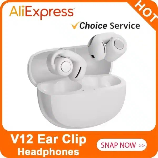 New V12 Earphones Wireless Bluetooth 5.3 Open Headsets HiFi Stereo Sport Earbuds HD Mic Call Ear Clip Headphones for BOSE Ultra