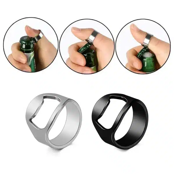 Mini Can Opener Stainless Steel Bottle Opener Ring-shape Bottle Beer Opening Remover Kitchen Gadgets Bar Finger Opener Tools - Image 2