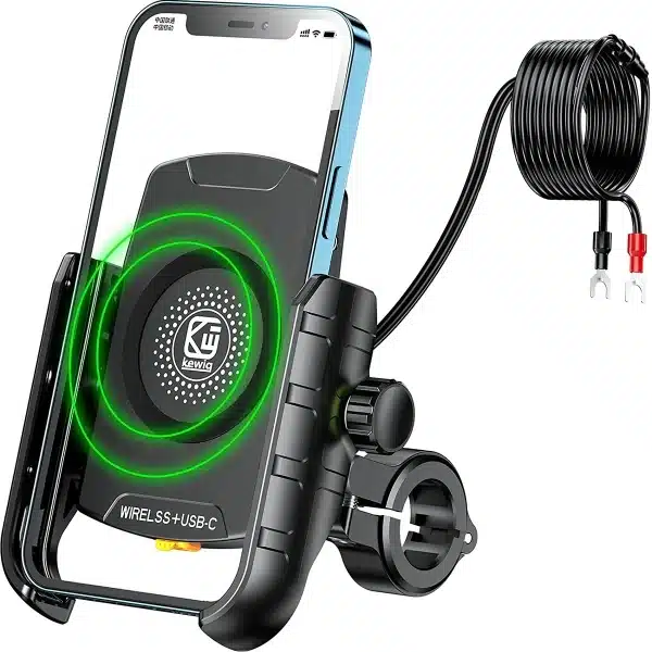 Waterproof Motorcycle Phone Holder QC3.0 USB-C Qi Wireless Charger Mount Phone Stand Mirror USB Charger 360 Support for Moto