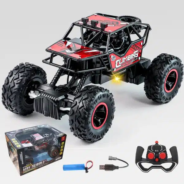 2.4G remote-controlled alloy off-road vehicle with long-distance lighting, rechargeable children's racing toy car, birthday gift - Image 5