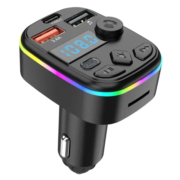 FM Transmitter Support TF Card U Disk Car MP3 Player Dual USB Type C Car Charger Cell Phone Charging Hands Free Wireless Car Kit