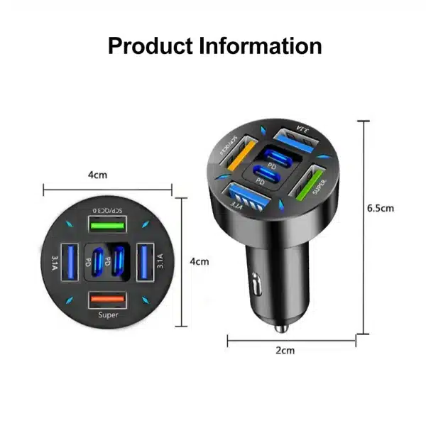 66W USB Car Charger Quick Charge PD QC3.0 With Voltmeter Cigarette Lighter Socket Power Adapter For iPhone 11 12 Samsung Xiaomi - Image 2