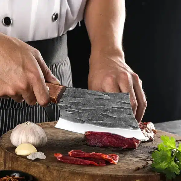 Household Mini Meat Cleaver Stainless Steel Fish Knife with Wooden Handle Small Kitchen Vegetable Slicing Fruit Knife - Image 4