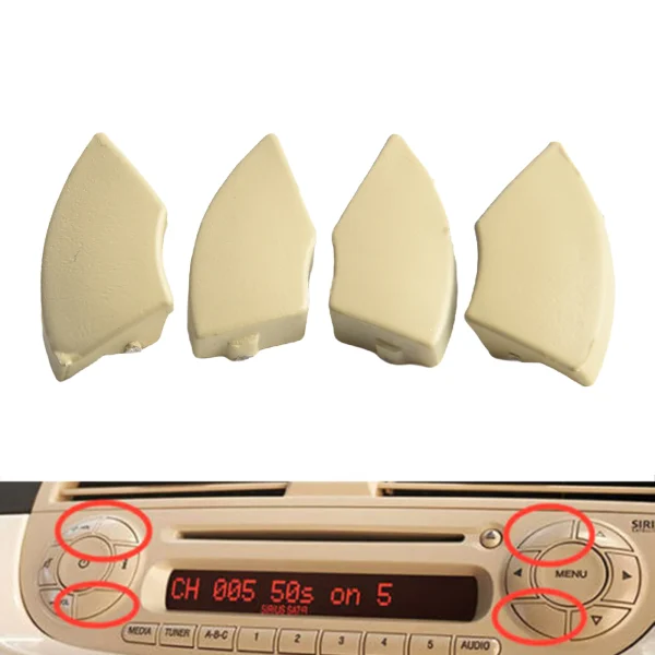 4x Car Interior Radio Cd Button Trim Mol D Cover Removal For Fiat 500 Beige Brand New Hot Model Car Interior Replacement Parts