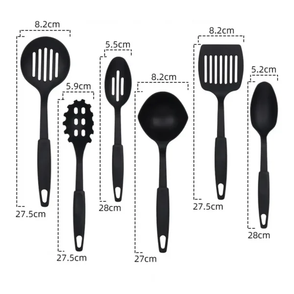 6Pcs/Set Cooking Utensils Dishwasher BPA Free Heat-Resistant Non-stick Spatula Strainer Spoon Slotted Scoop Kit Kitchen Gadgets - Image 4