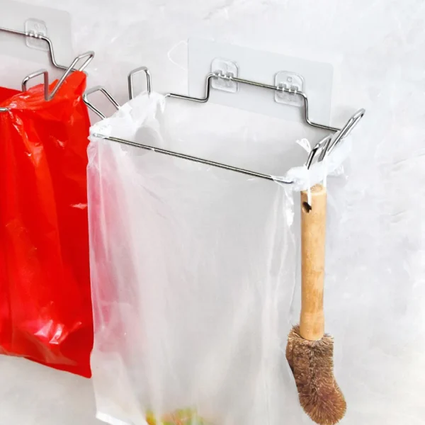 1 Pc Hanging Trash Bag Rack Garbage Over Door Plastic Bag Holder Cupboard Door Rubbish Bin Bag Holder Kitchen Gadgets Hot！